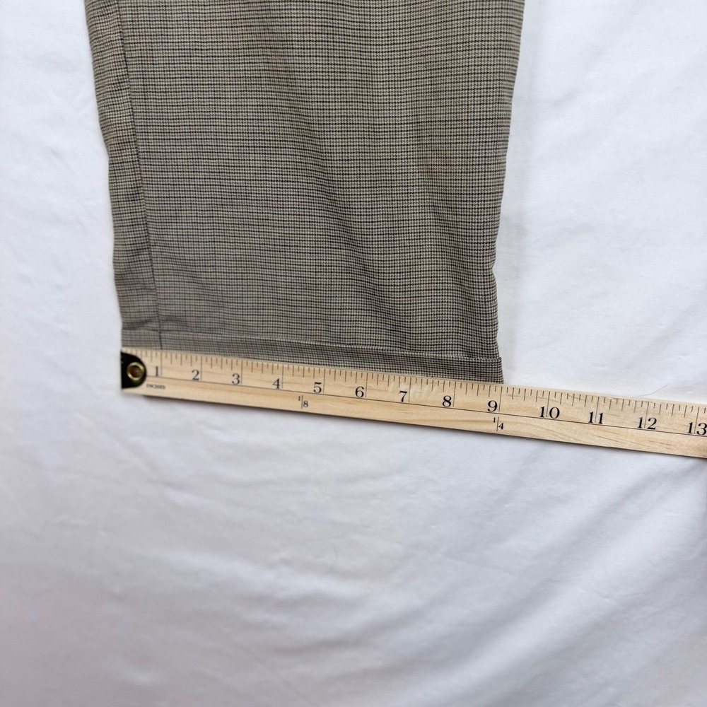 Jos A Bank 34R Wool Pleated Dress Pants Brown Houndstooth Cuffed Work Wedding - Picture 9 of 9
